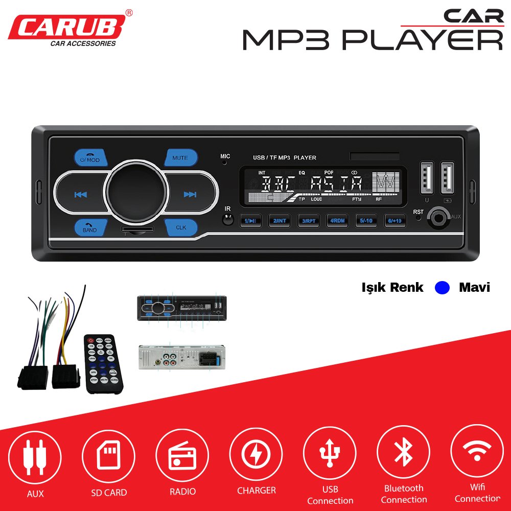 CARUB Bluetoothlu Oto Teyp 240W