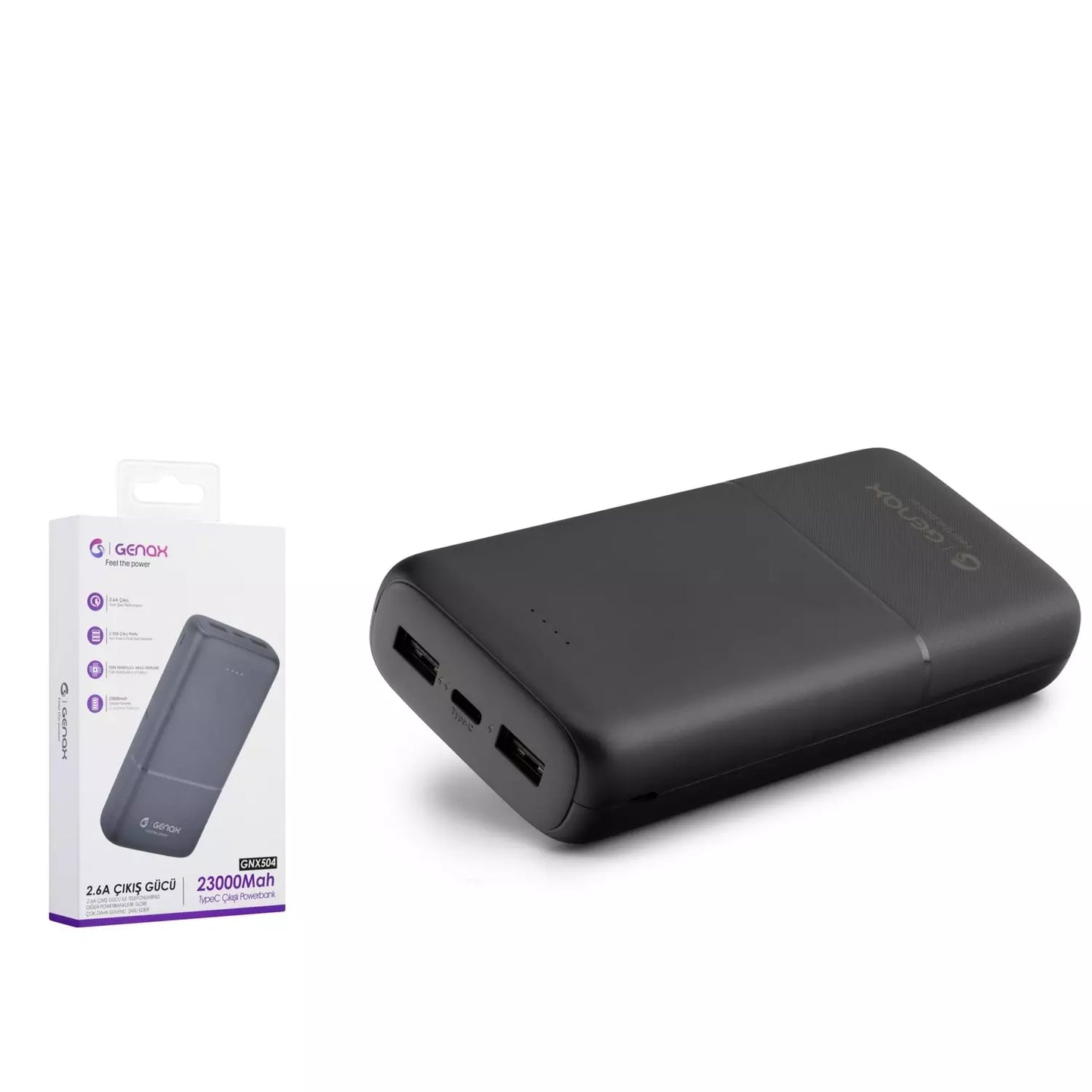 GENAX GNX504 POWERBANK 23000Mah PD ÇIKIŞ 2.6A SİYAH