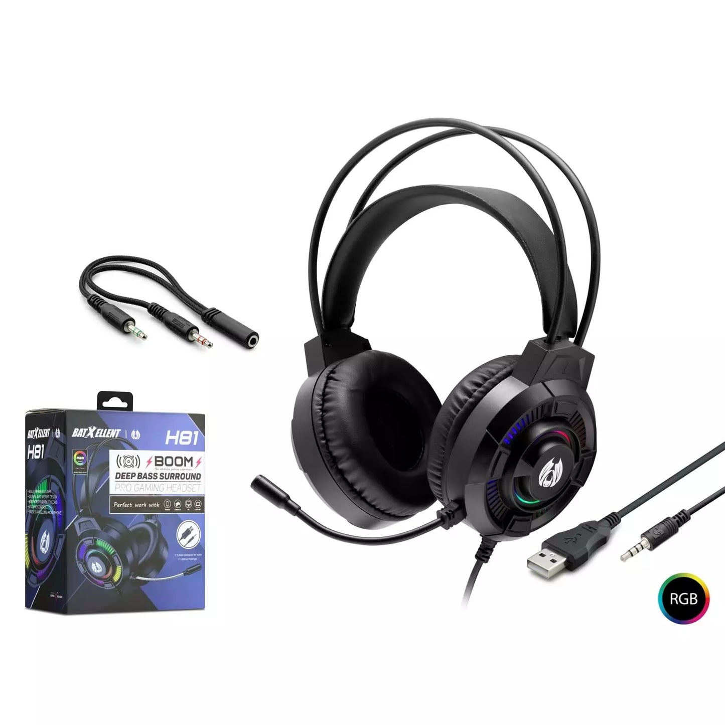 HADRON H81 OYUNCU KULAKLIĞI RGB USB e& AUX3.5