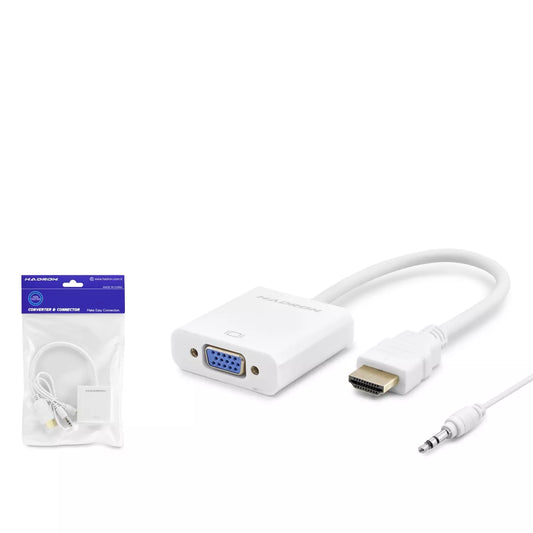 HADRON HDX2019 HDMI TO VGA ÇEVİRİCİ ADAPTÖR M/F SESLİ SİYAH-BEYAZ