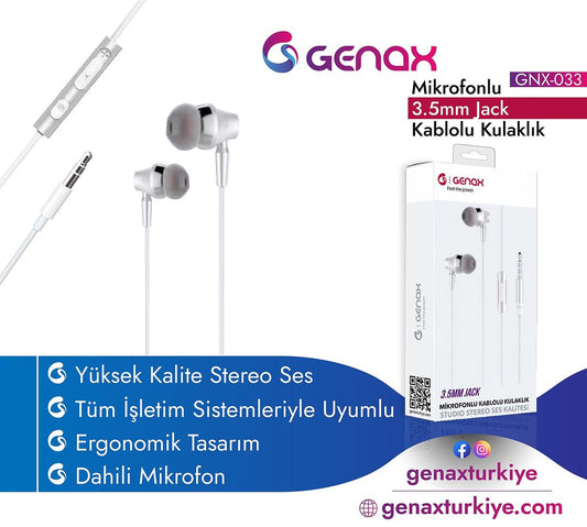 Genax Metal Kulaklık Silikonlu