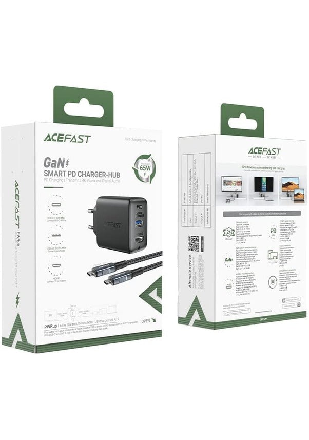 AceFast A17 GaN PD Şarj Hub  65W + USB3.0 + 4K/60Hz HDMI