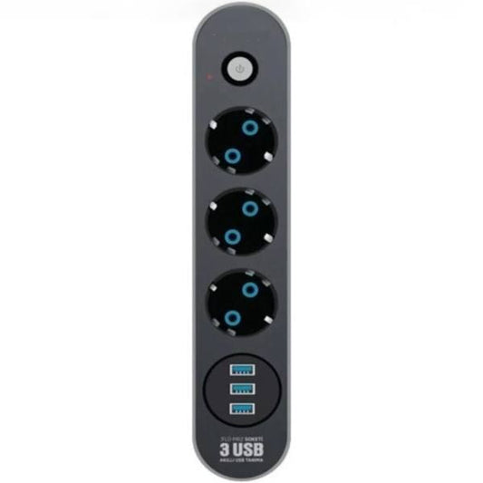3Lü Priz 3 USB Girişli 2mt